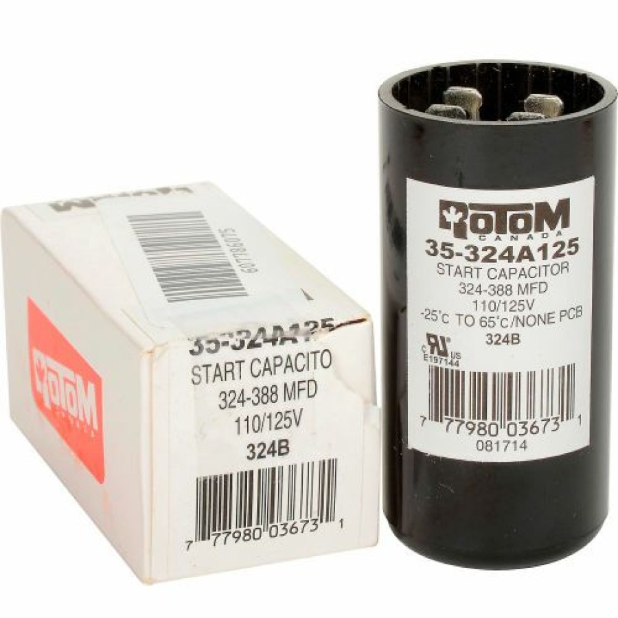 Clearance Rotom 324B, 324-388 Mfd, 110/125V, Start Capacitor, Round